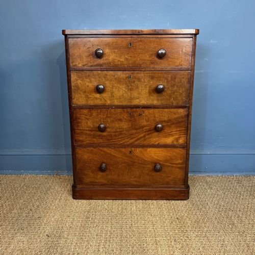 A Small Mid 19th C Holland and Sons Mahogany Chest of 4 Long Graduated Drawers Circa 1840