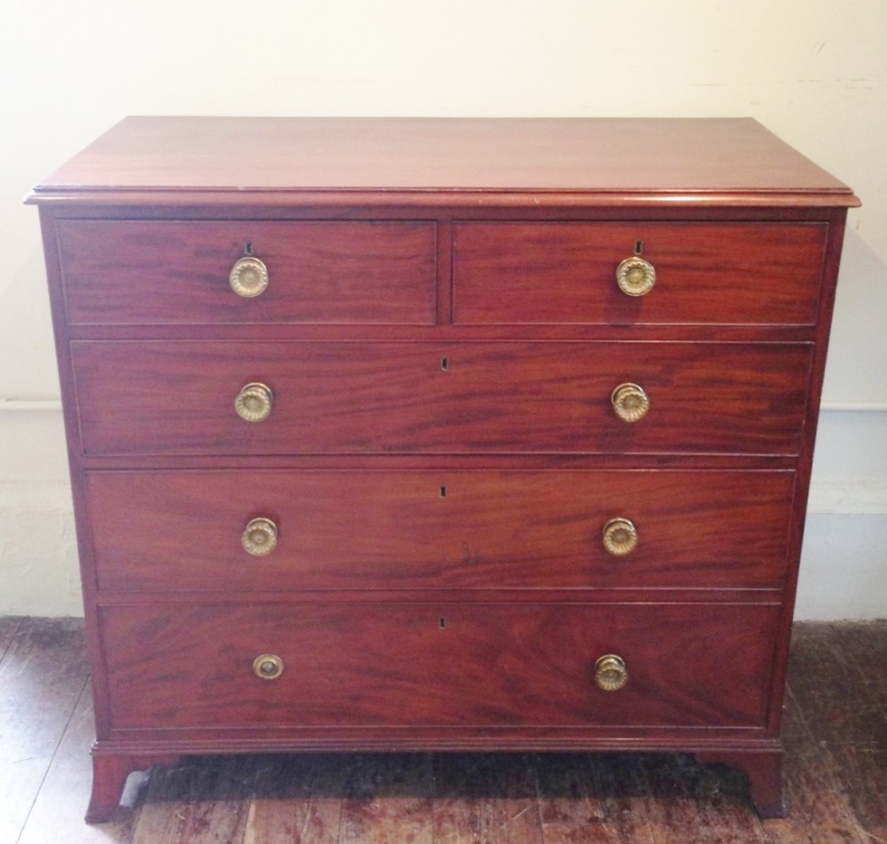 A Regency fiddleback mahogany chest of drawers c 1820