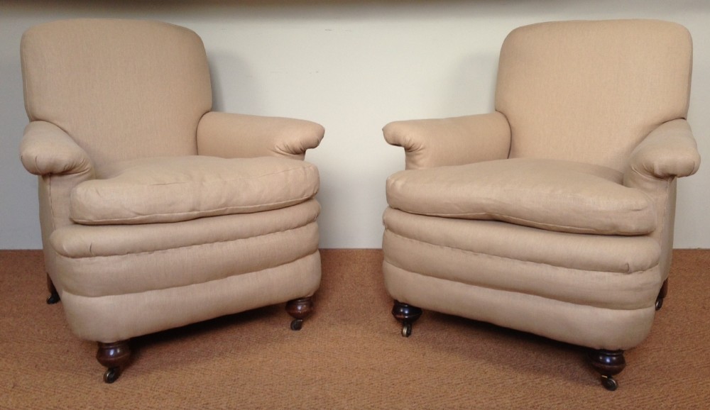 A pair of late Victorian armchairs c 1890