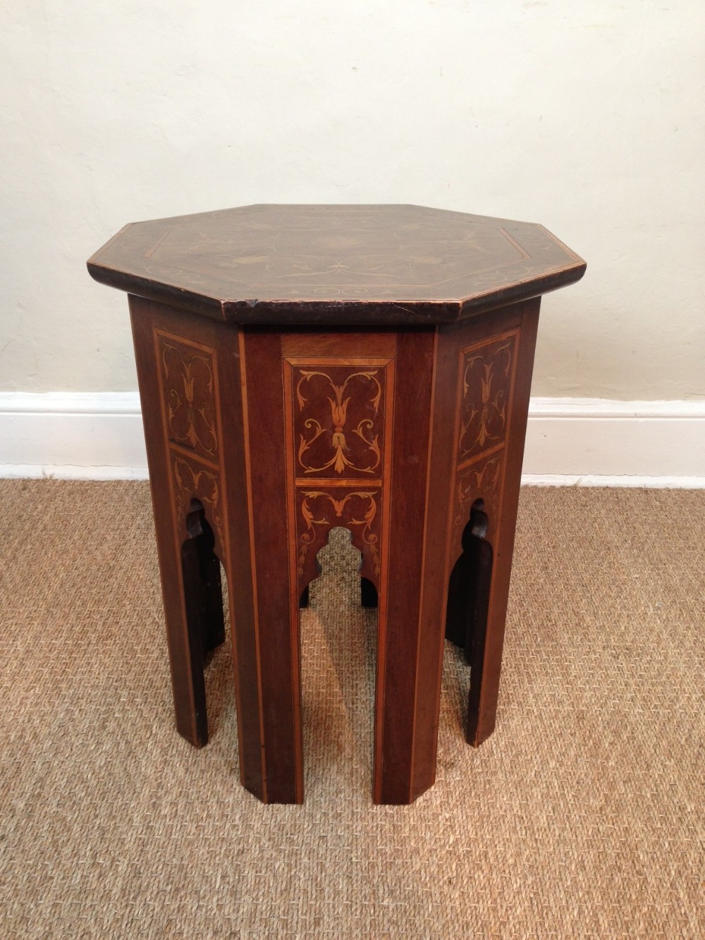 An English marquetry octagonal table c 1900