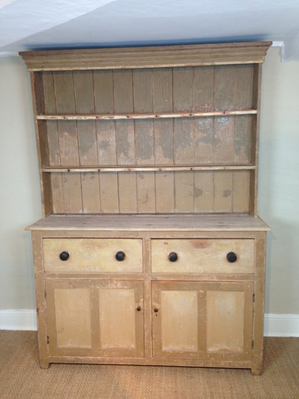 A Somerset painted dresser c 1860 with original painted decoration.