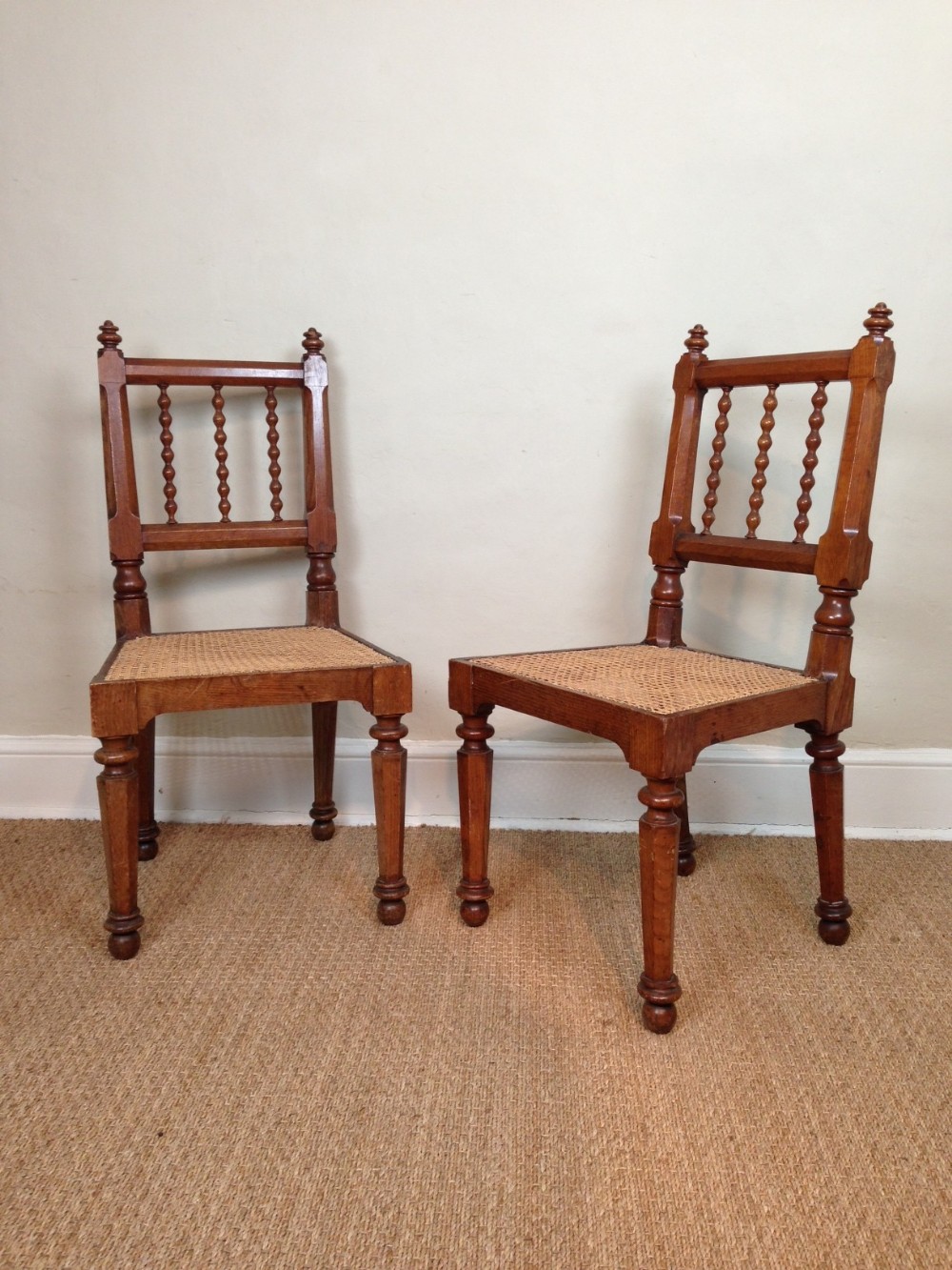 A pair of Scottish oak Hall or side chairs c 1840