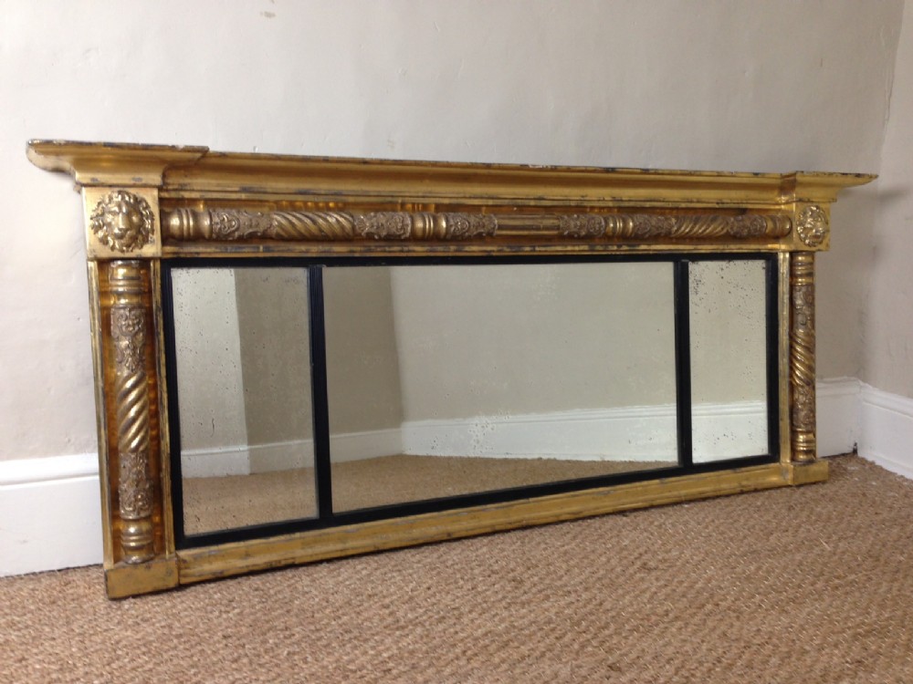 A Regency gilt wood triple plate over mantel mirror c 1820 