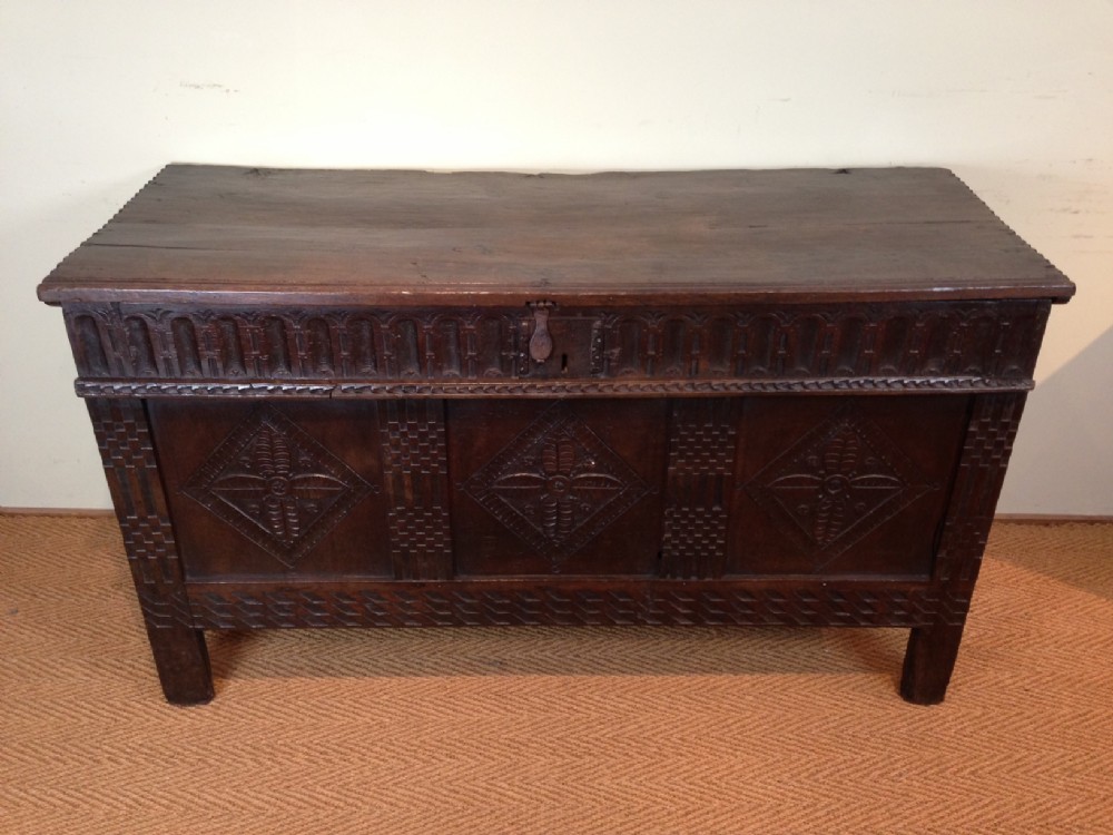 A Charles 11 Devon oak coffer c 1660