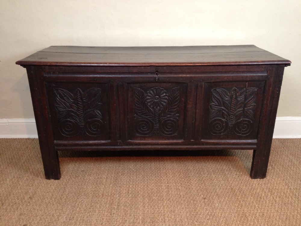 A Charles 11 West Country oak coffer c 1680