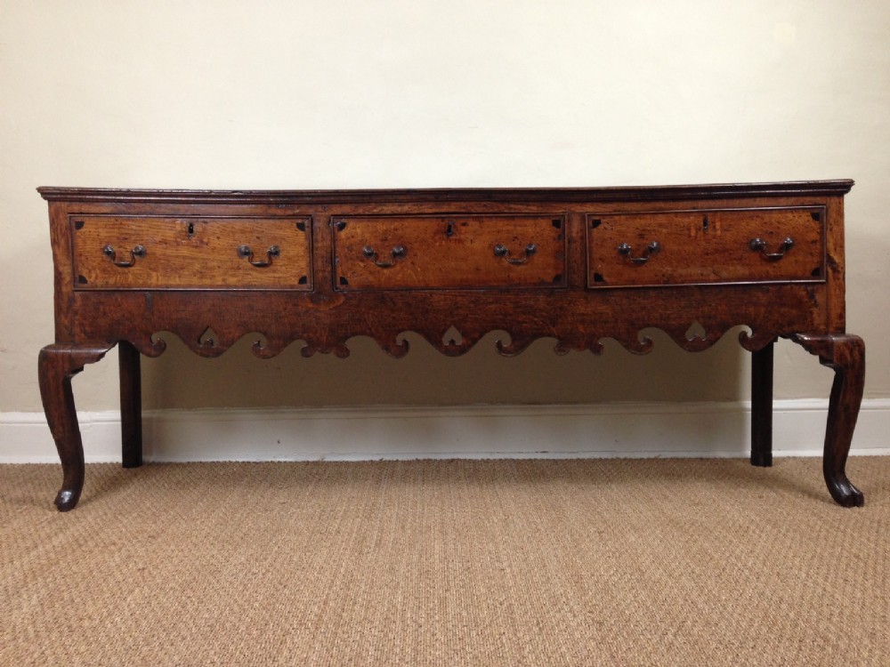 A large mid 18th c oak Borders dresser c 1760