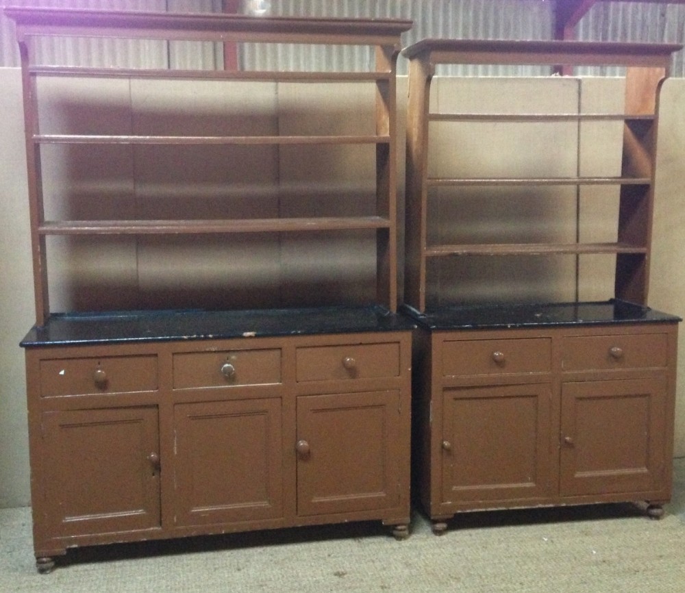 A matched pair of Victorian pine Country House dressers c 1890