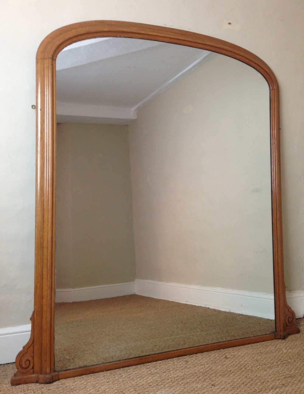 A large Victorian oak over mantel mirror c 1870
