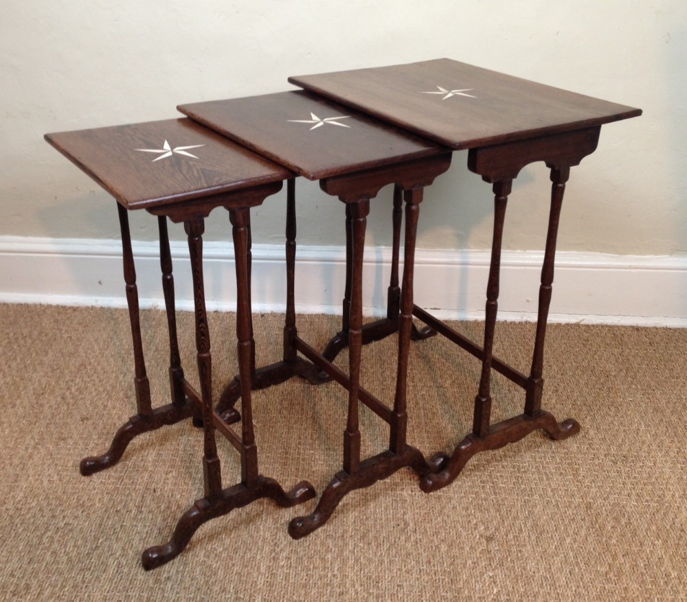 An unusual nest of Anglo Indian palm wood tables c 1910