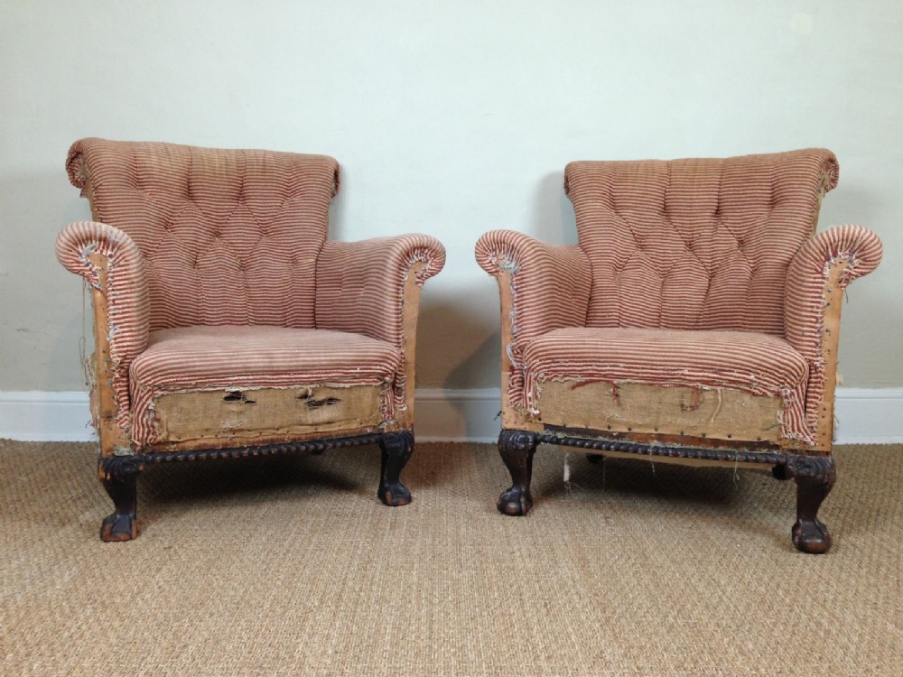 A matched pair of Edwardian club chairs c 1910
