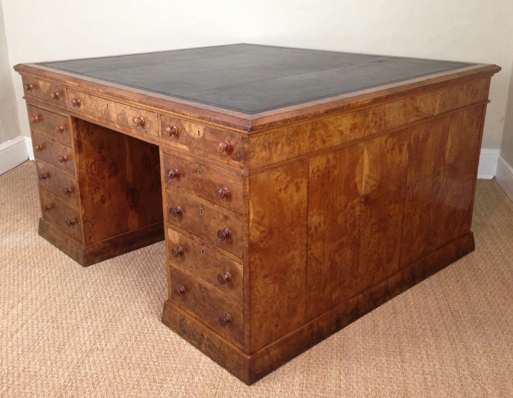 A mid 19th c burr oak partners desk c 1840