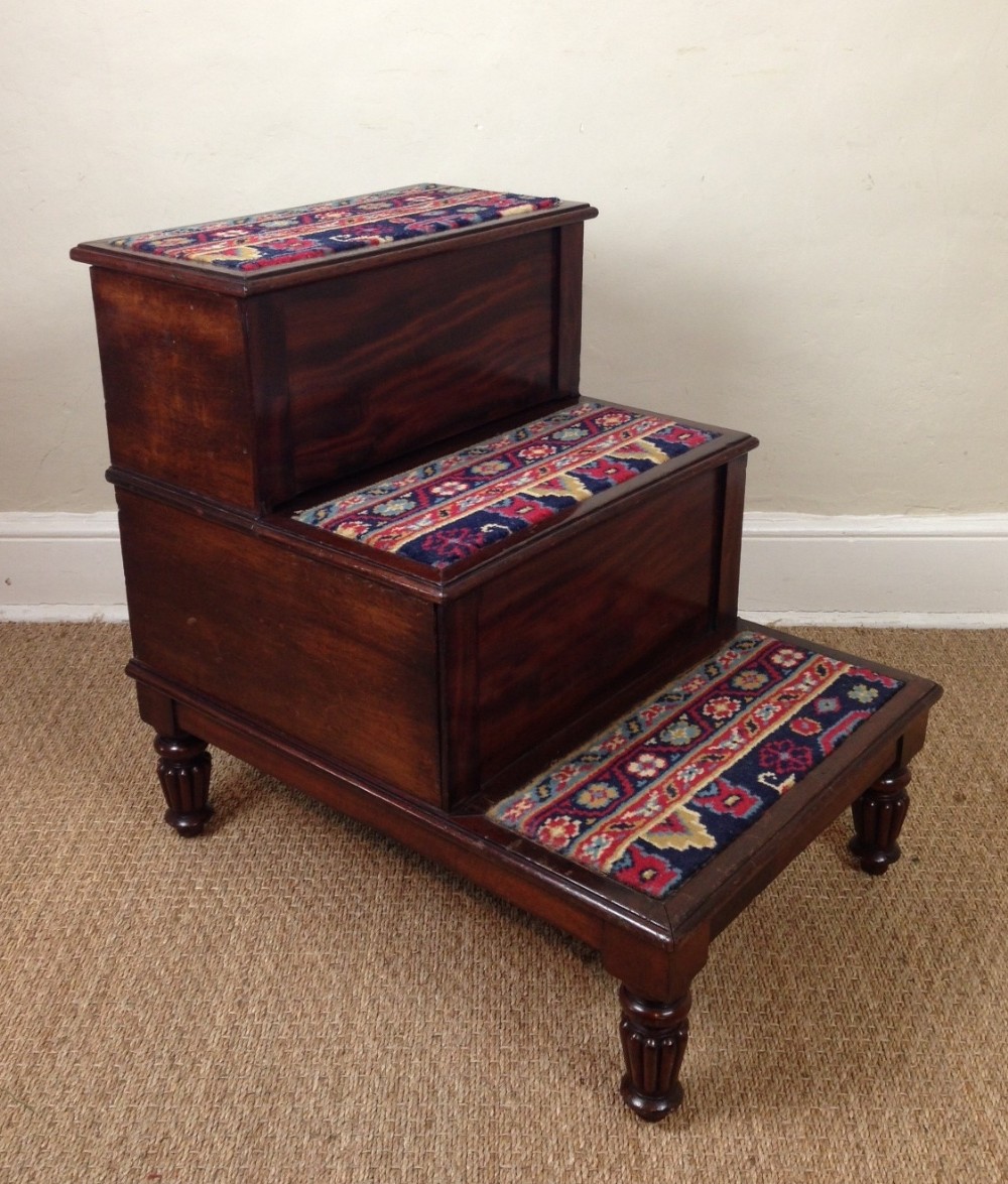 A set of late Regency mahogany library or bed steps c 1830