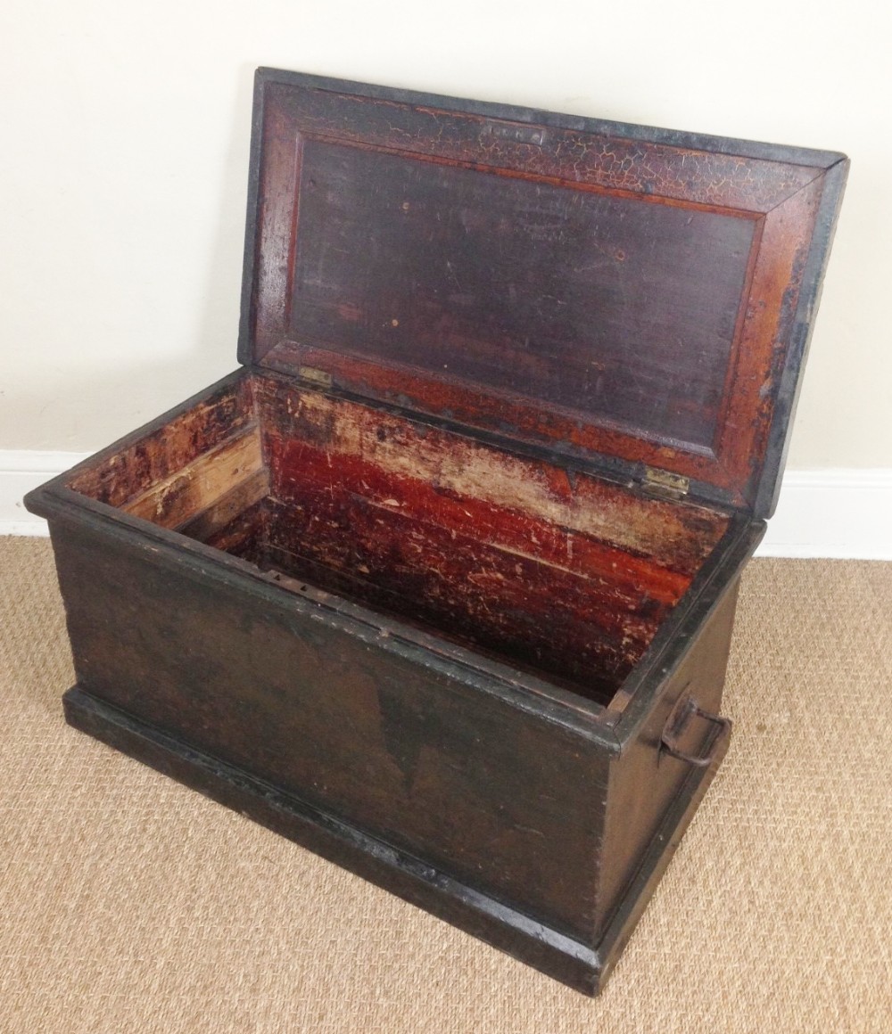 A Victorian painted pine workmans box c 1880