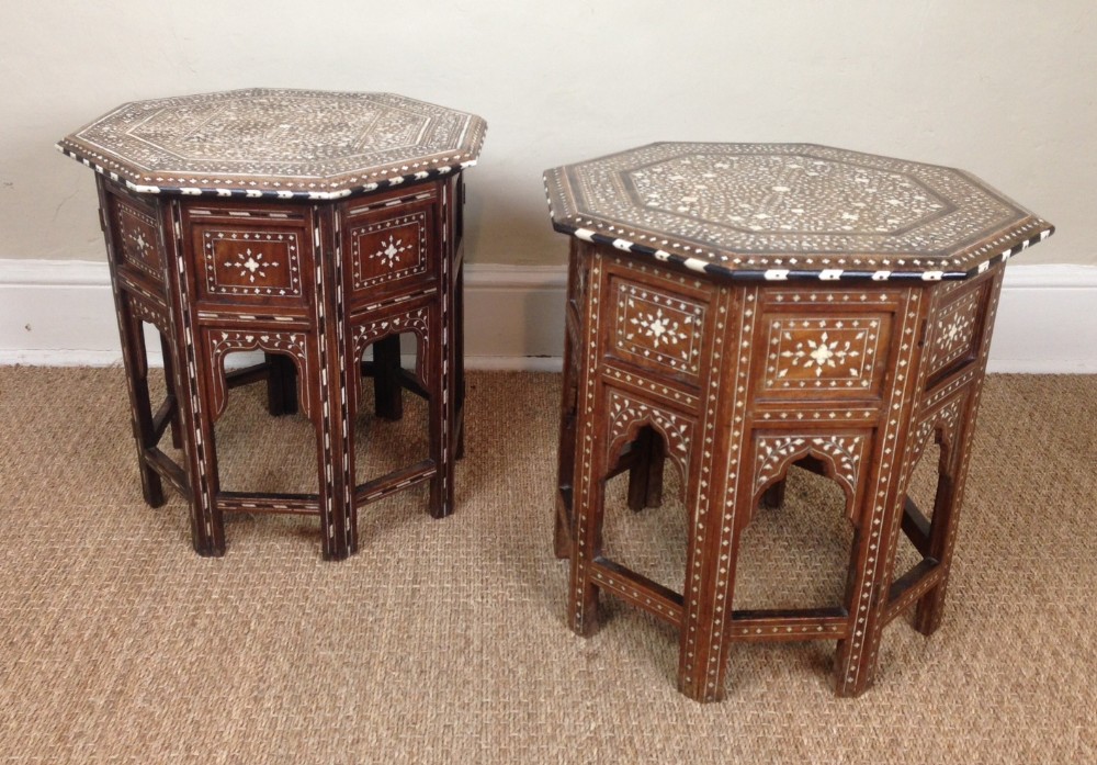 A matched pair of Hoshiapur bone inlaid tables c 1890