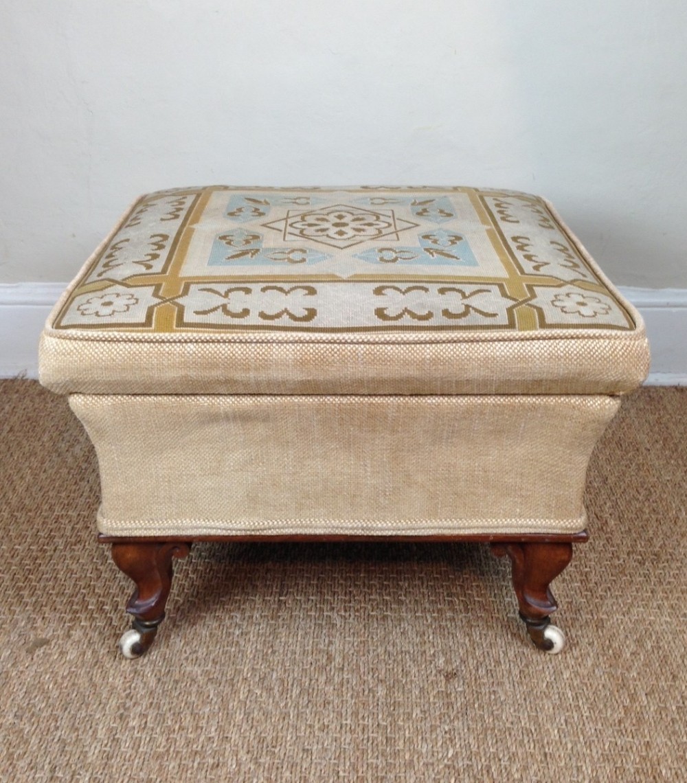 An unusual Victorian walnut ottoman stool c 1870