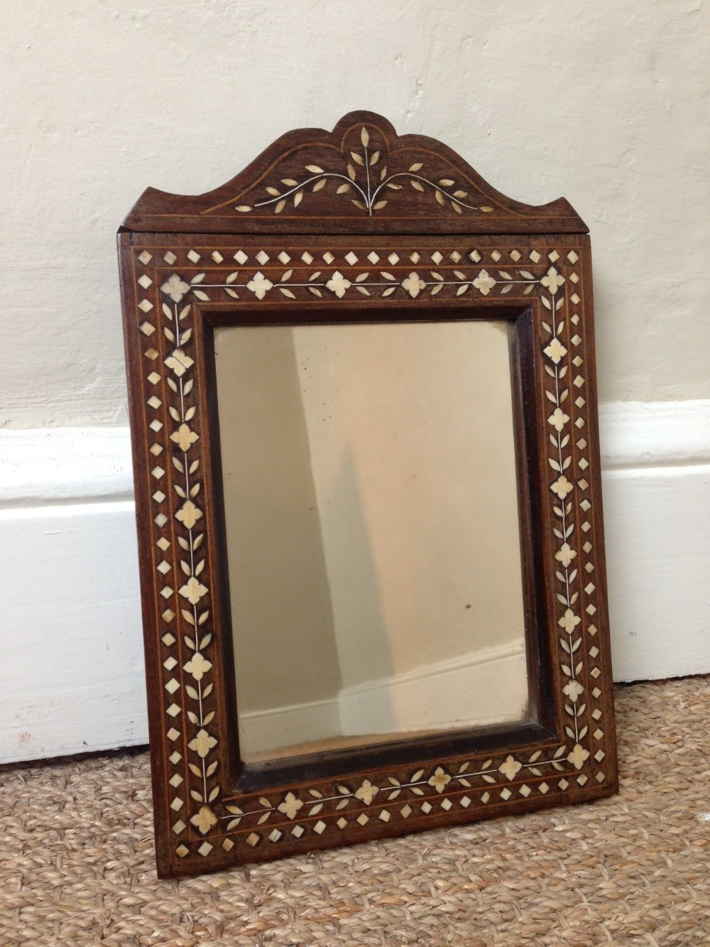A small Hoshiapur Bone inlaid mirror. Northern India c 1890