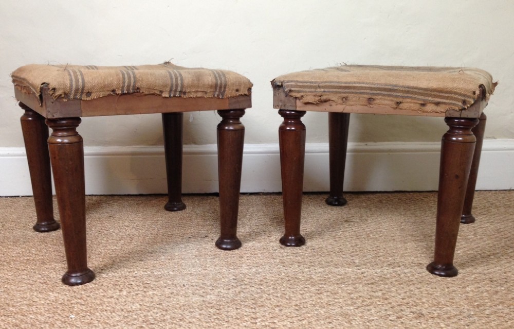 A pair of George IV mahogany stools c 1830