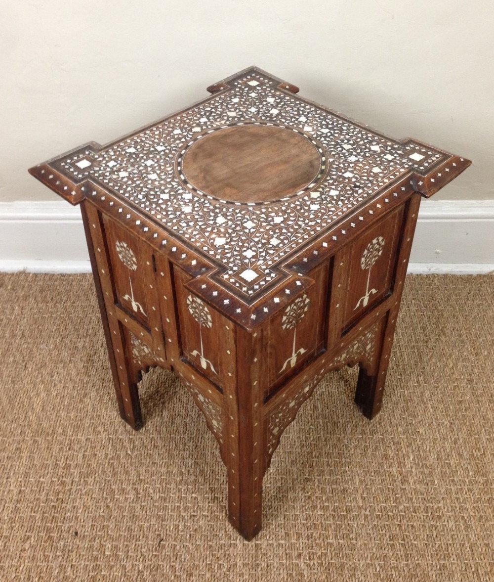 An unusual Hoshiapur bone inlaid table India c 1890