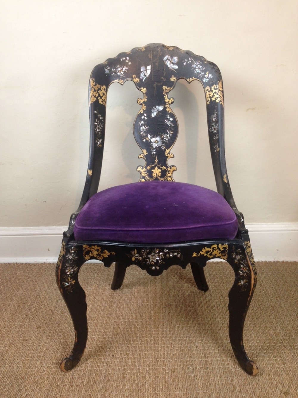 An early Victorian papier mache chair c 1850