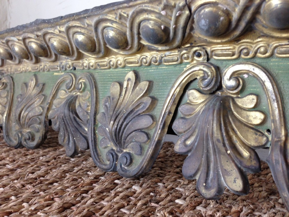 An early Victorian  8ft green painted and gilt pelmet c 1840