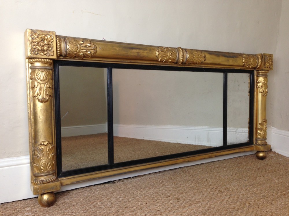 A Regency gilt triple plate over mantel mirror c 1820
