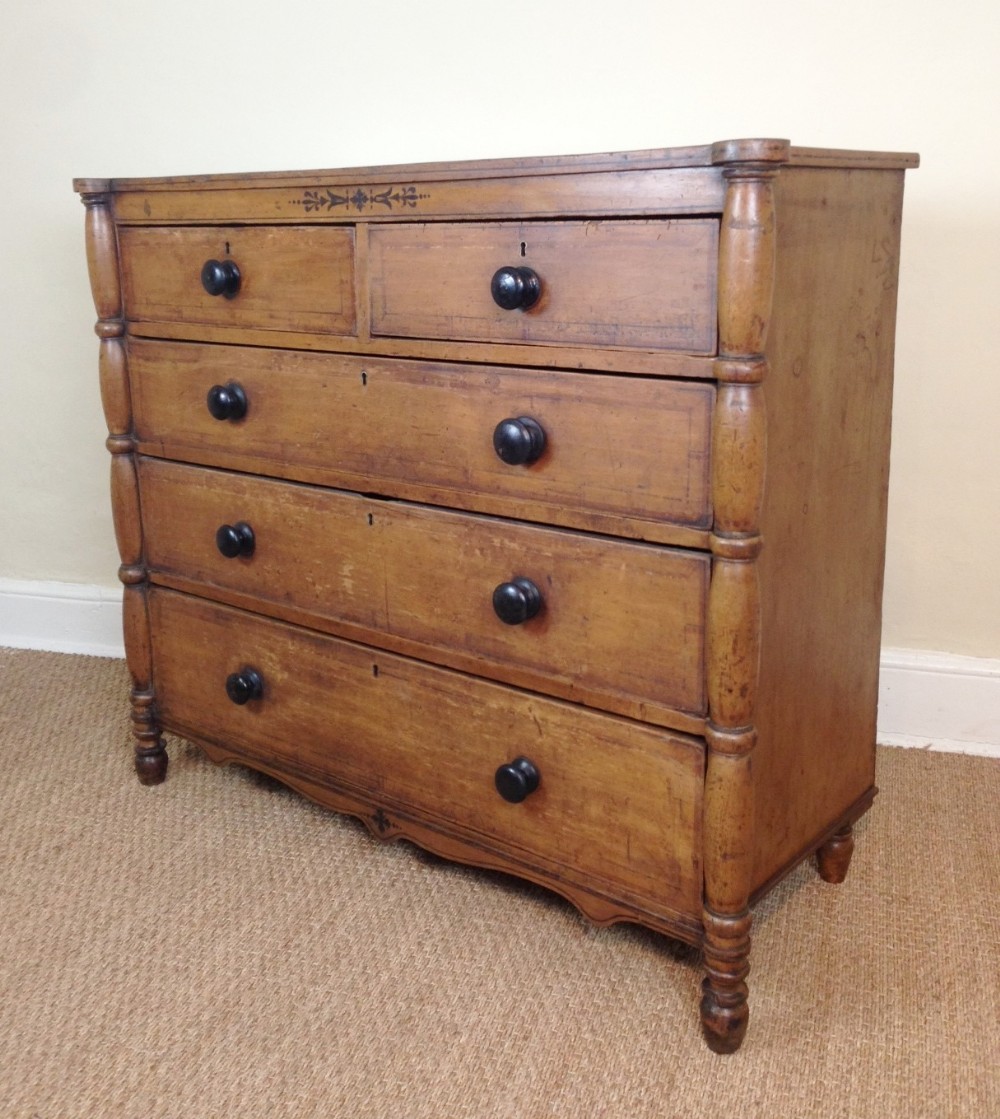 A late Regency painted pine chest of drawers c 1830