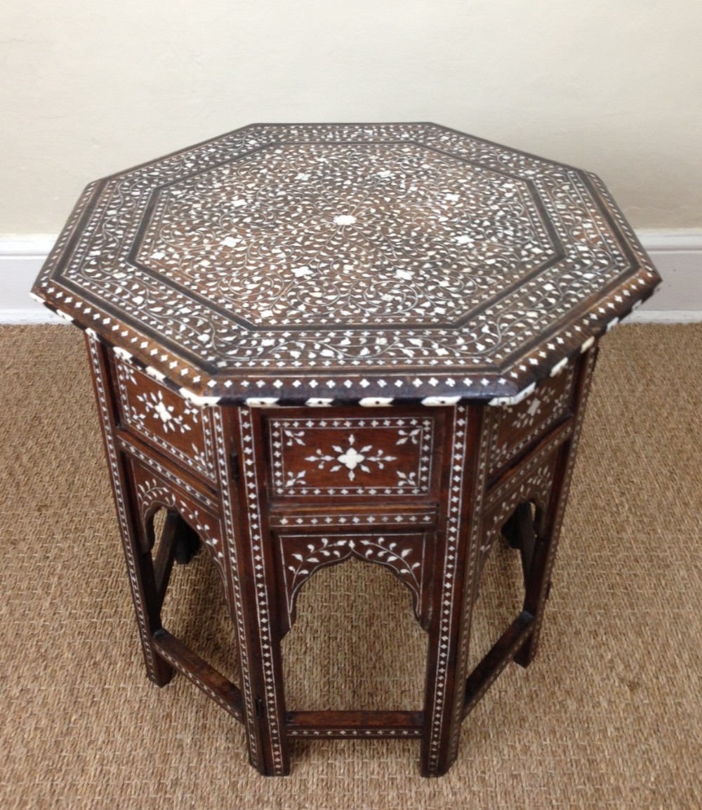 A good Hoshiapur bone inlaid table. Northern India c1880