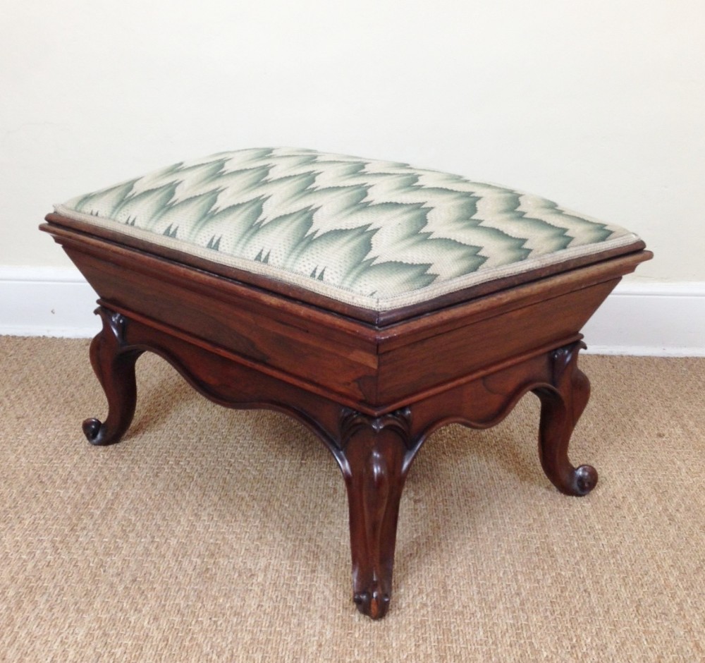 An unusual large early Victorian Ottoman Rosewood stool
