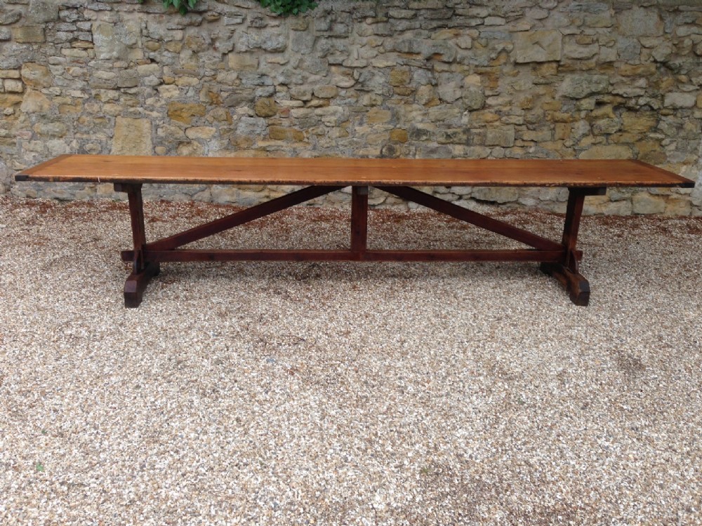 A Large Victorian Gothic Oregon pine refectory table c 1880