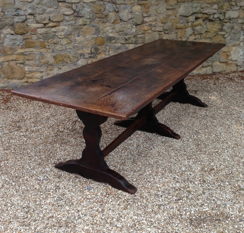 A large early 18th c West Country oak farm table 