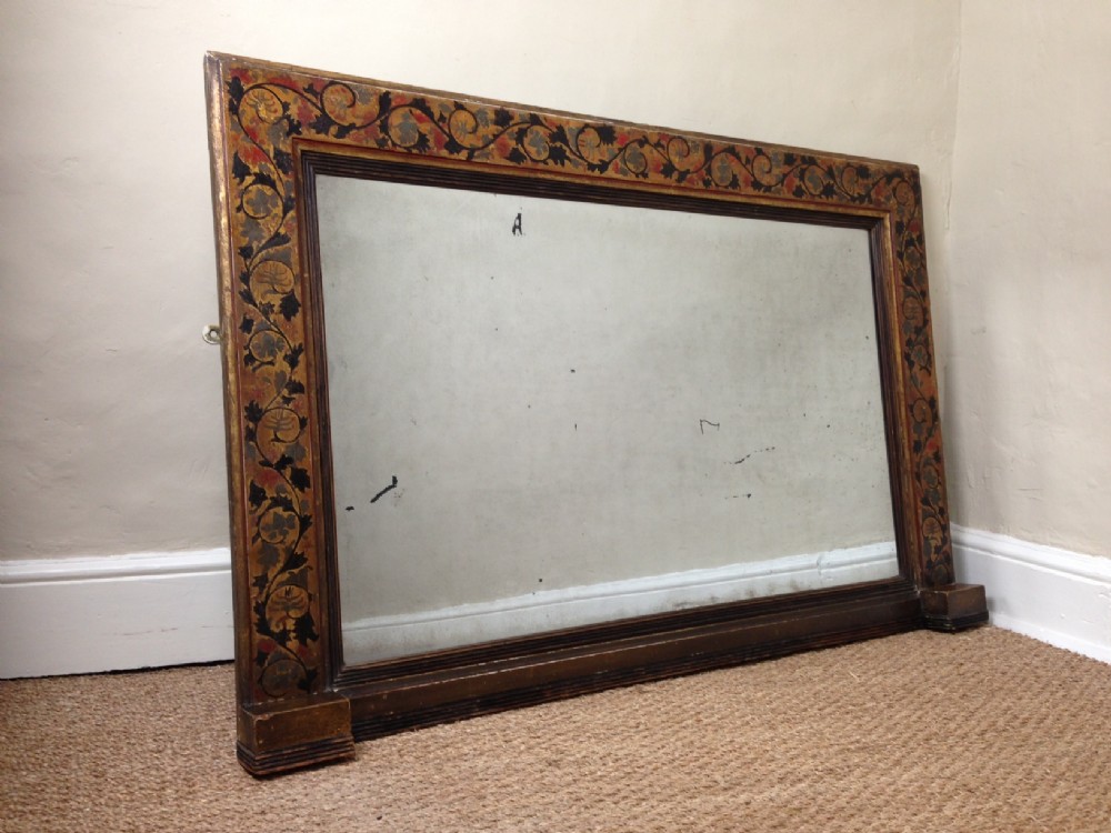 A Victorian painted and gilt overmantel mirror c 1880