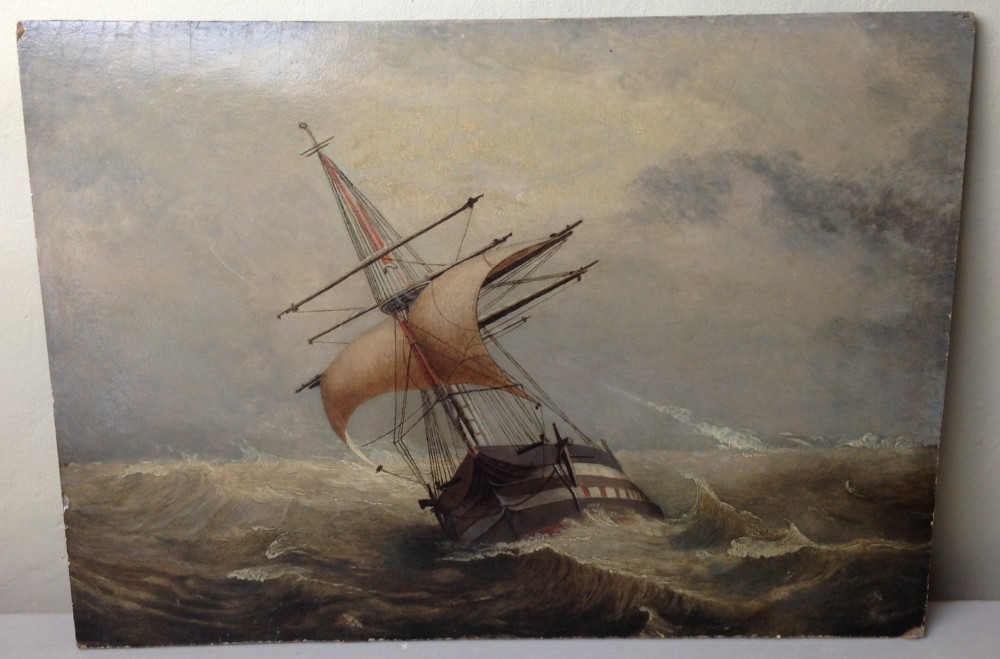 William Adolphus Knell: Under Storm off Portsmouth oil on panel