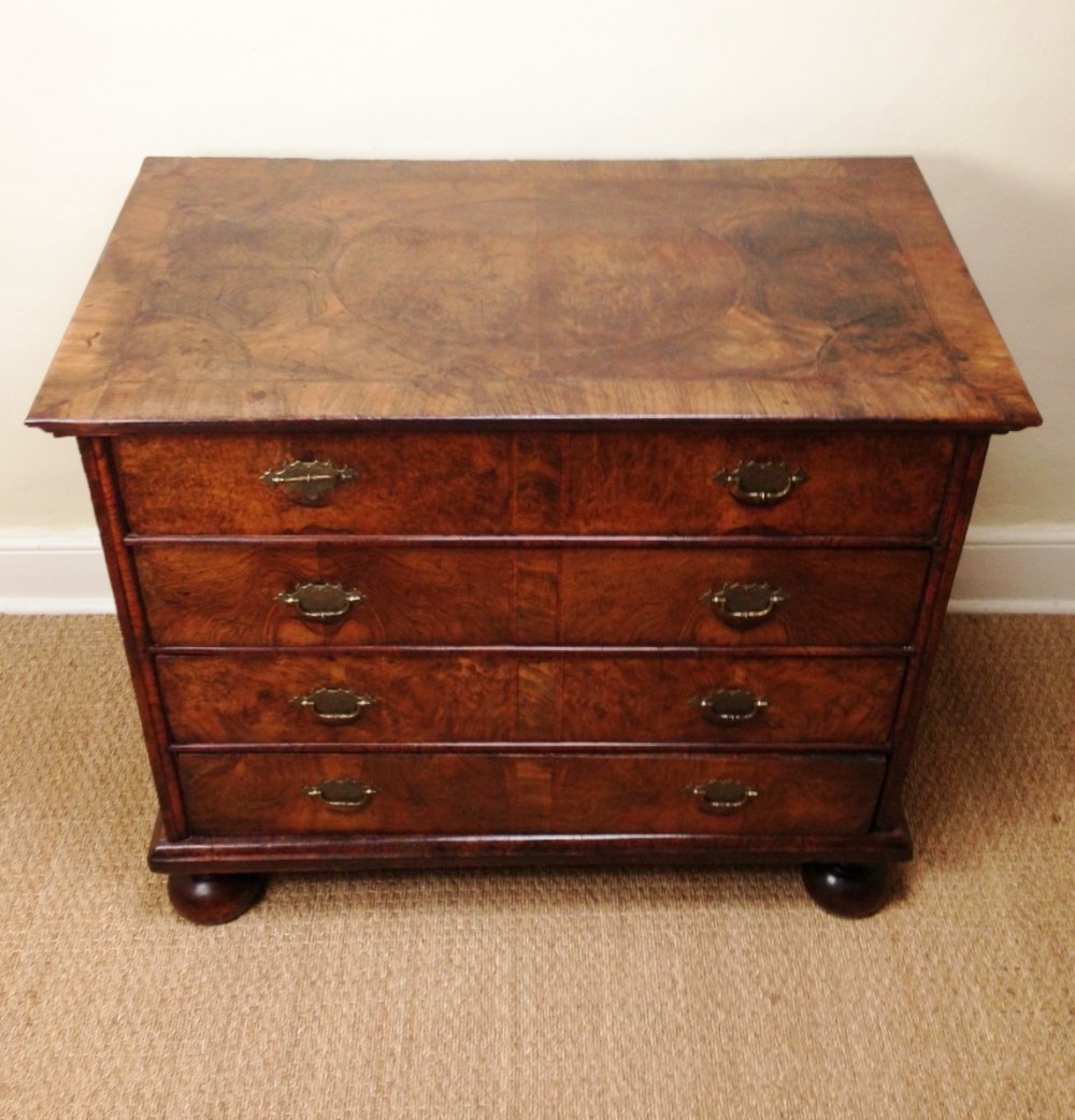 A William and Mary burr walnut chest of drawers c 1700