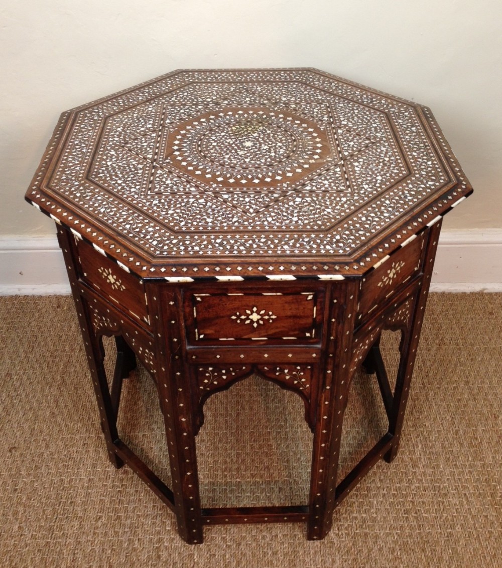 A large Hoshiapur bone inlaid table Northern India c 1880 