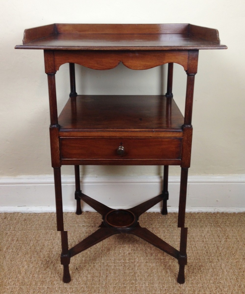 A George 111 mahogany tray top bedside table c 1800