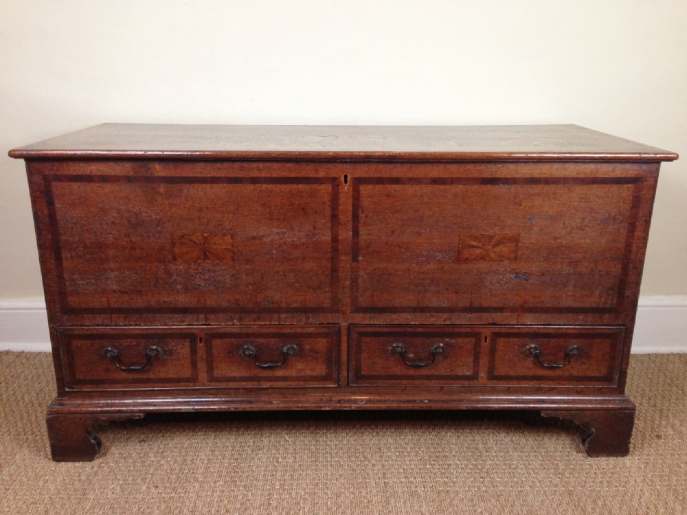A George 111 oak and inlaid mule chest c 1800