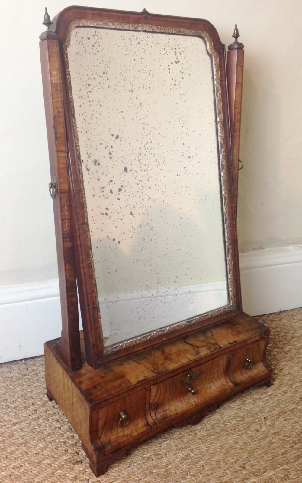 A George 1 walnut toilet mirror c 1720 