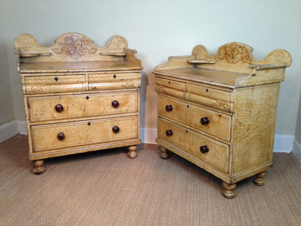 A pair of mid 19th c painted Country House chest of drawers c 1860