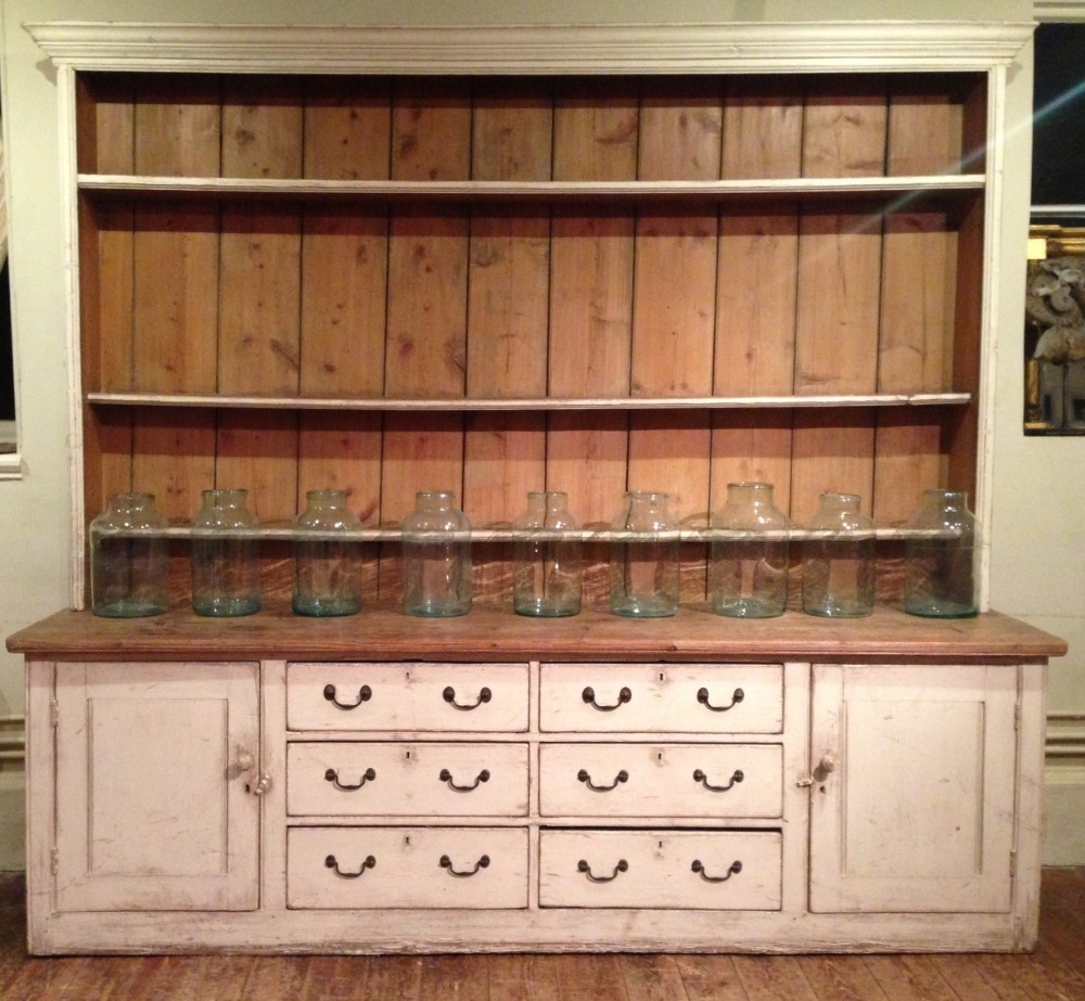 A large late Georgian painted pine Country House dresser c 1830. 