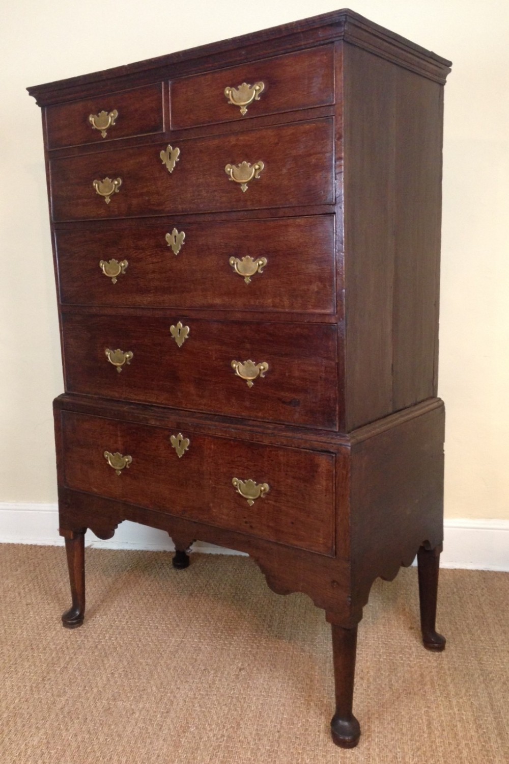 A George provincial oak chest on stand c 1760