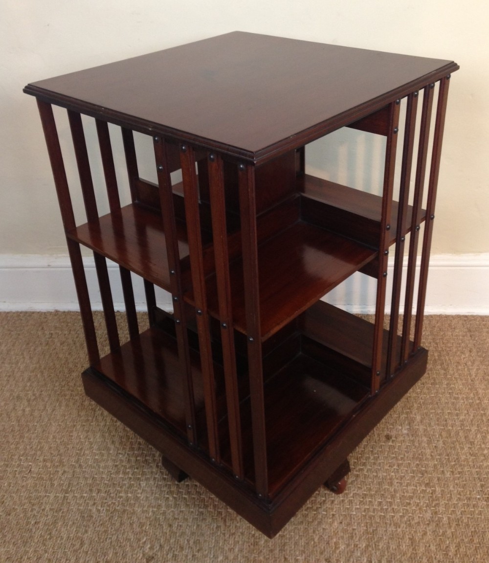 A late Victorian mahogany revolving bookcase c 1900 