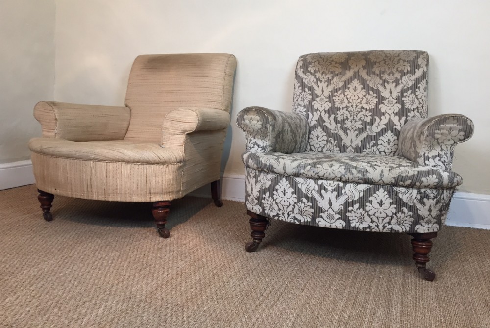 A matched pair of Victorian library chairs c 1880