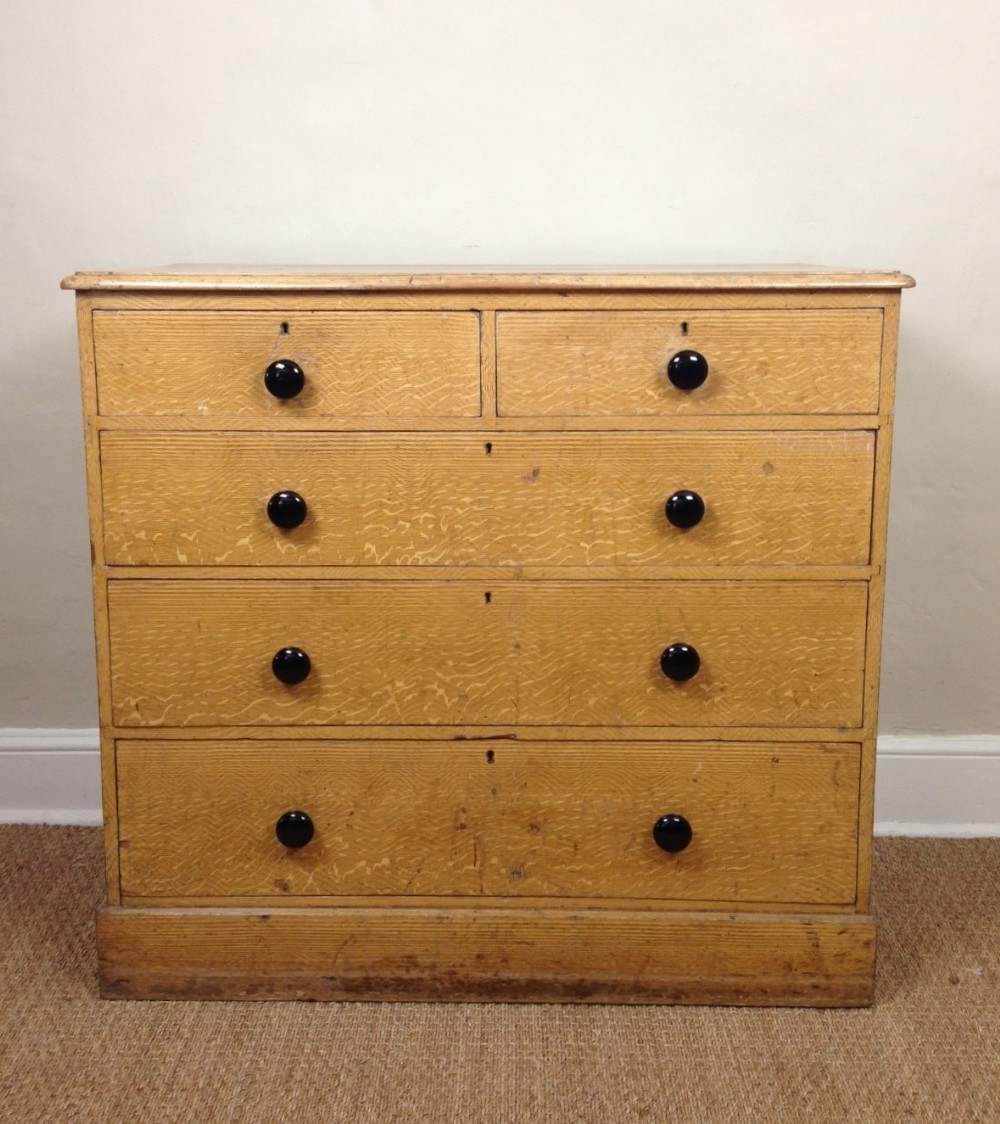 A Victorian comb painted pine chest of drawers c 1870
