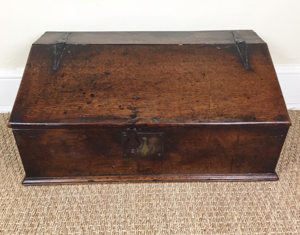 A Queen Anne oak bible box c 1710