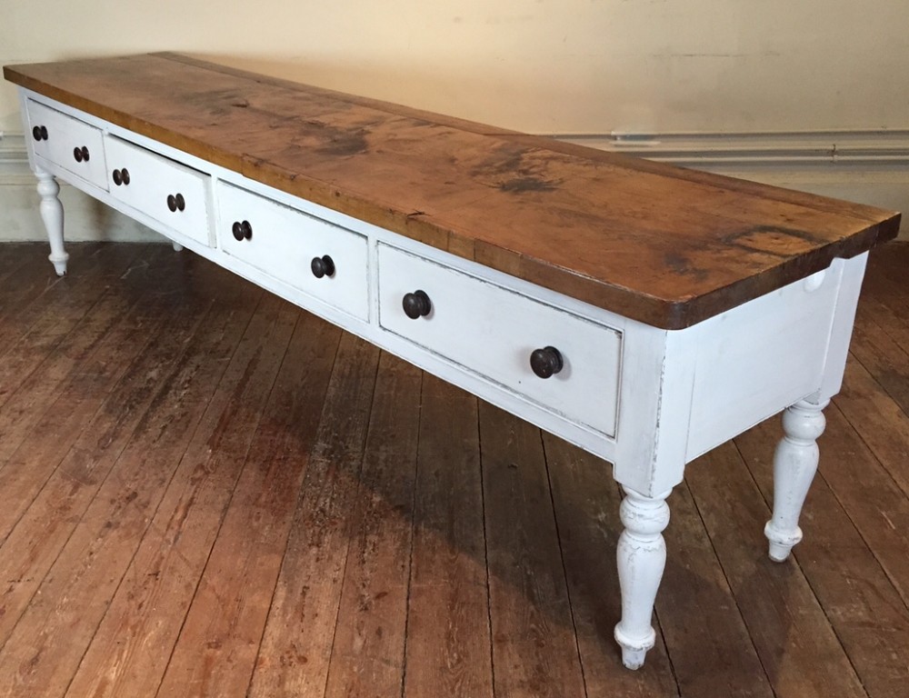 An enormous late 19th c Country House poplar and pine dresser base c 1880
