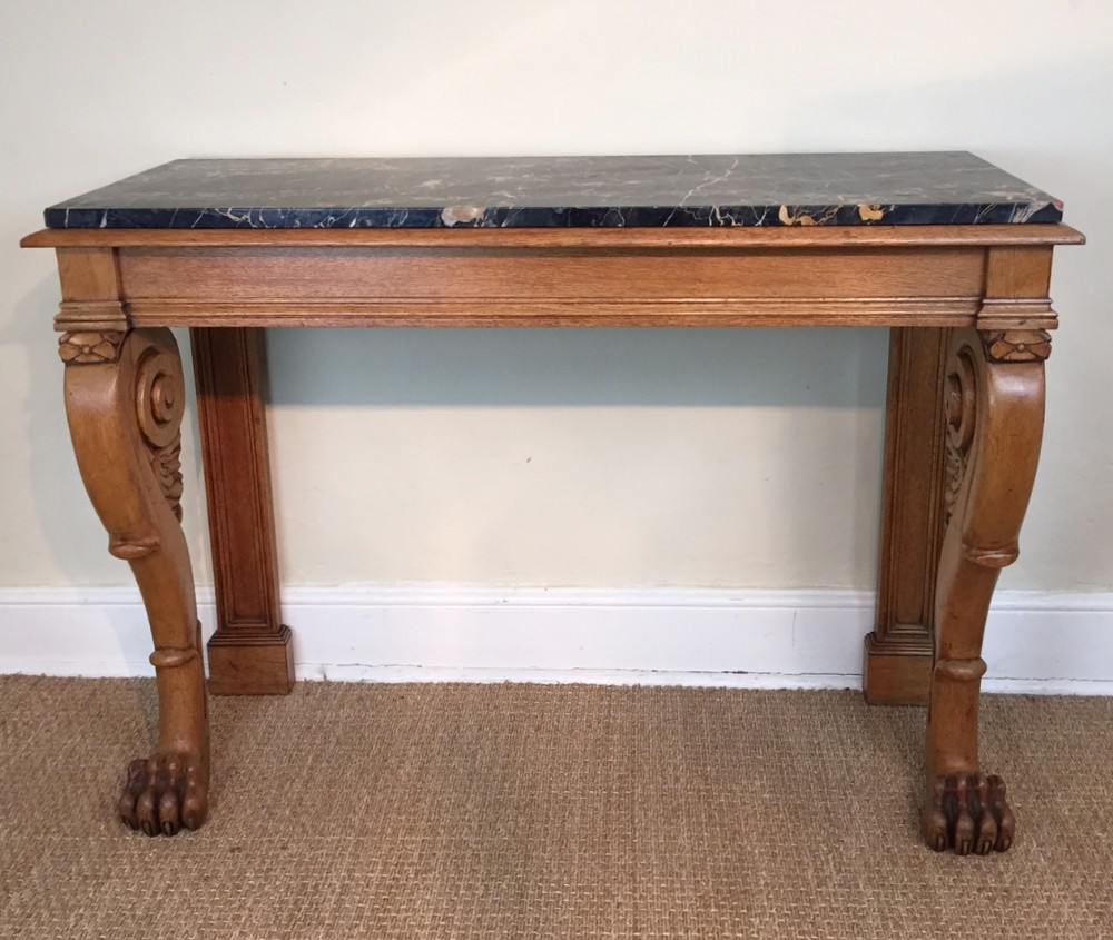 A George IV oak console table c 1830 with original marble top 