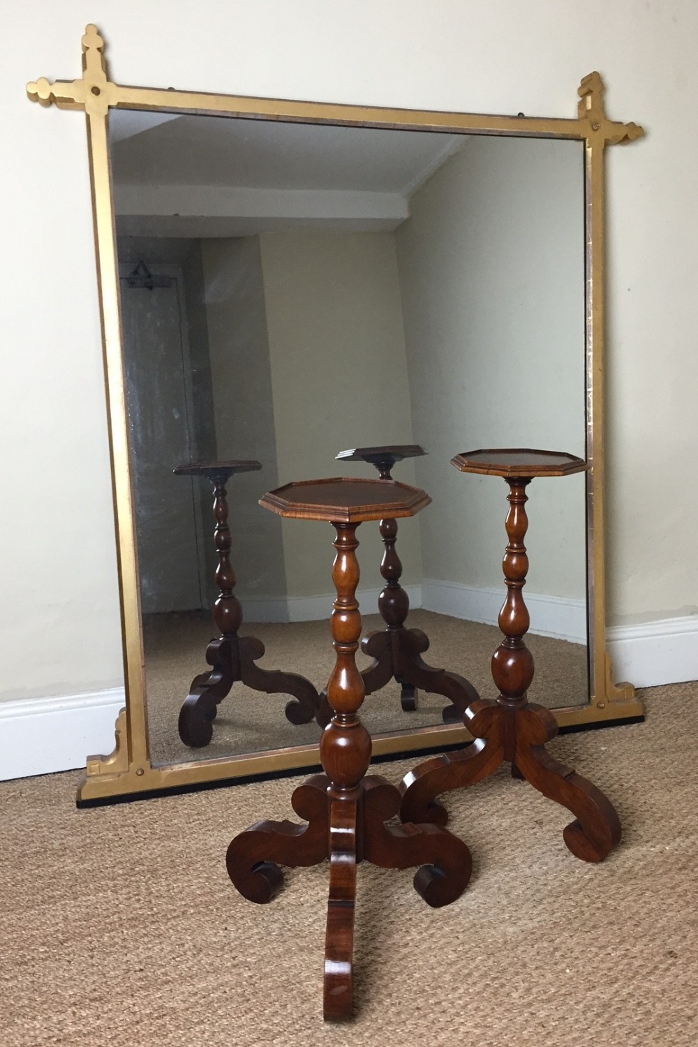 A pair of William and Mary style walnut lamp tables c 1910