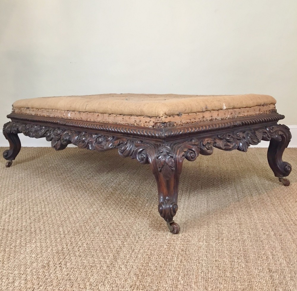 An enormous English oak Country House stool c 1840