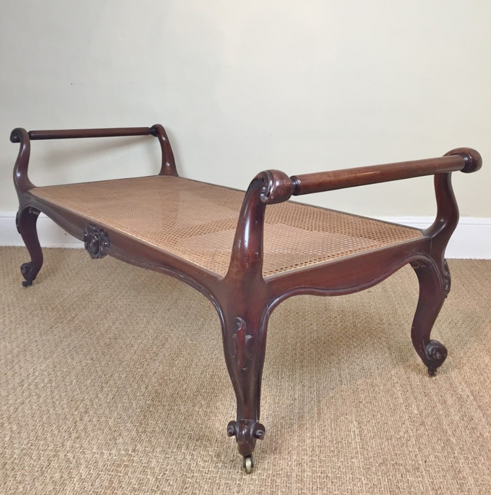 A rare large mid 19th mahogany window seat c 1840