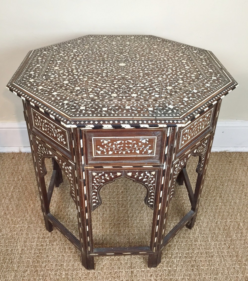 A large Hoshiapur octagonal inlaid table . Northern India c 1880